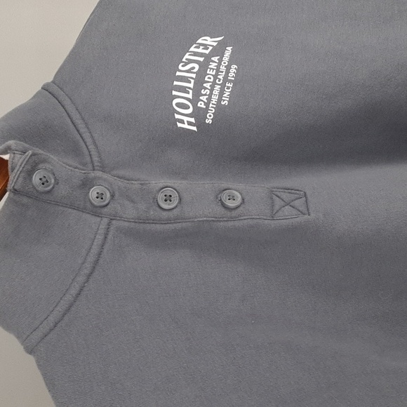 Hollister Blue Gray 3/4 Button Up Cropped Stripe Sweater - Picture 3 of 9